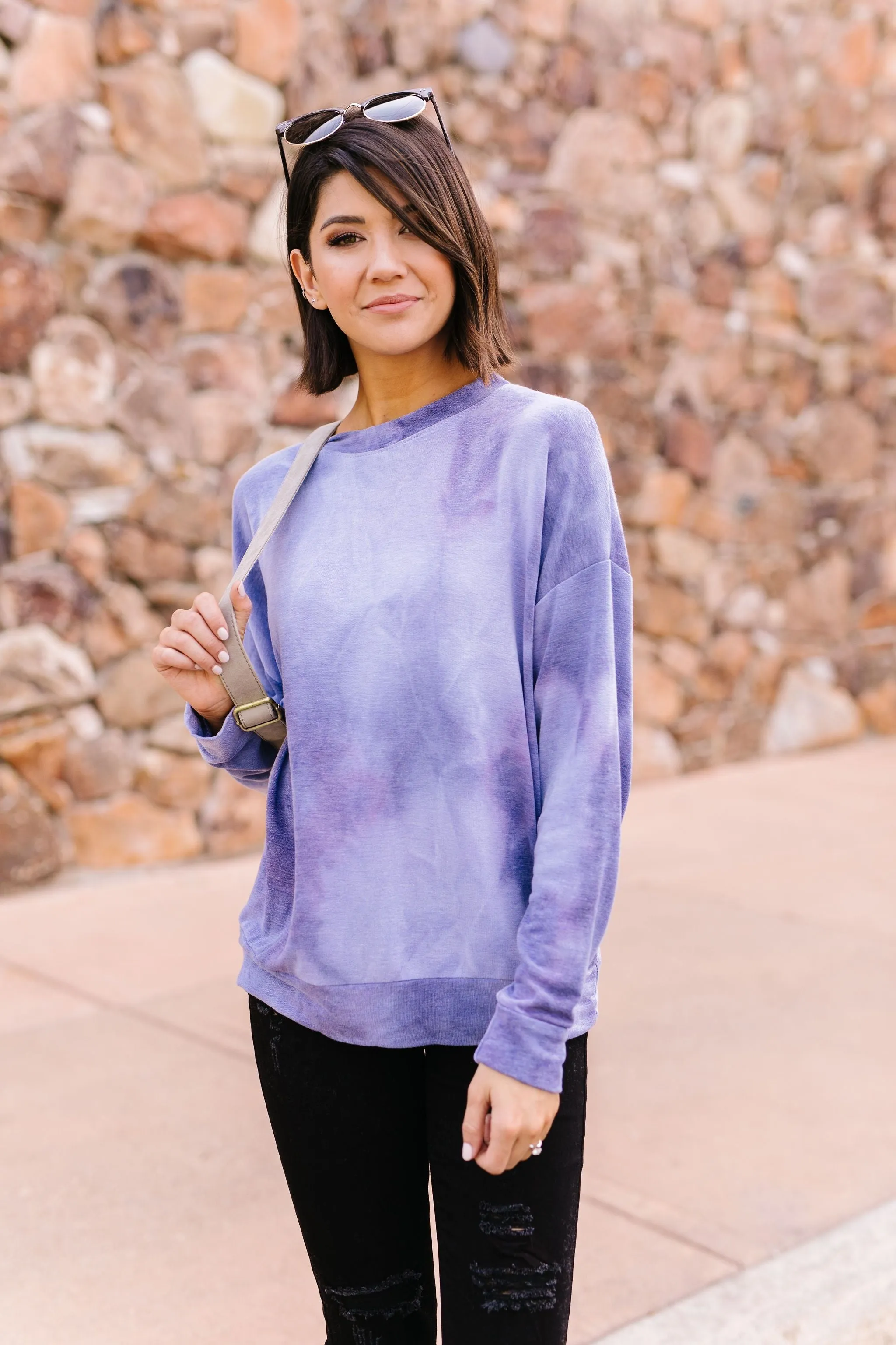 Clear Waters Tie Dye Sweatshirt In Faded Indigo