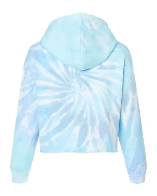 Colortone Women's Tie-Dyed Crop Hooded Sweatshirt