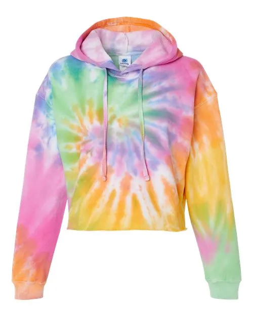 Colortone Women's Tie-Dyed Crop Hooded Sweatshirt