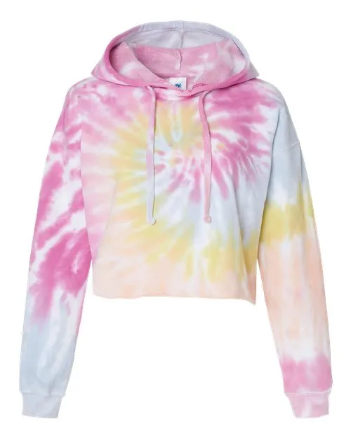 Colortone Women's Tie-Dyed Crop Hooded Sweatshirt