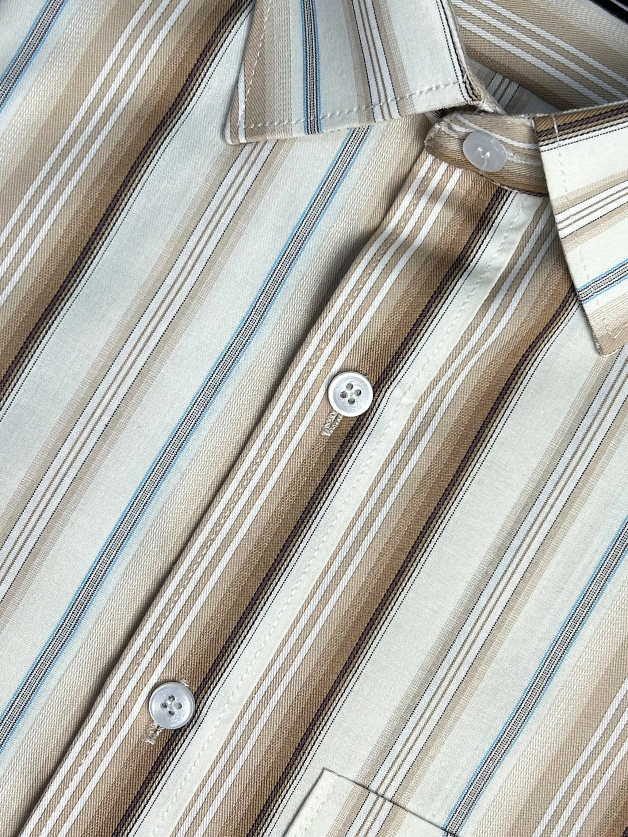 Cream B Lines Formal Dress Shirt For Men MFS127