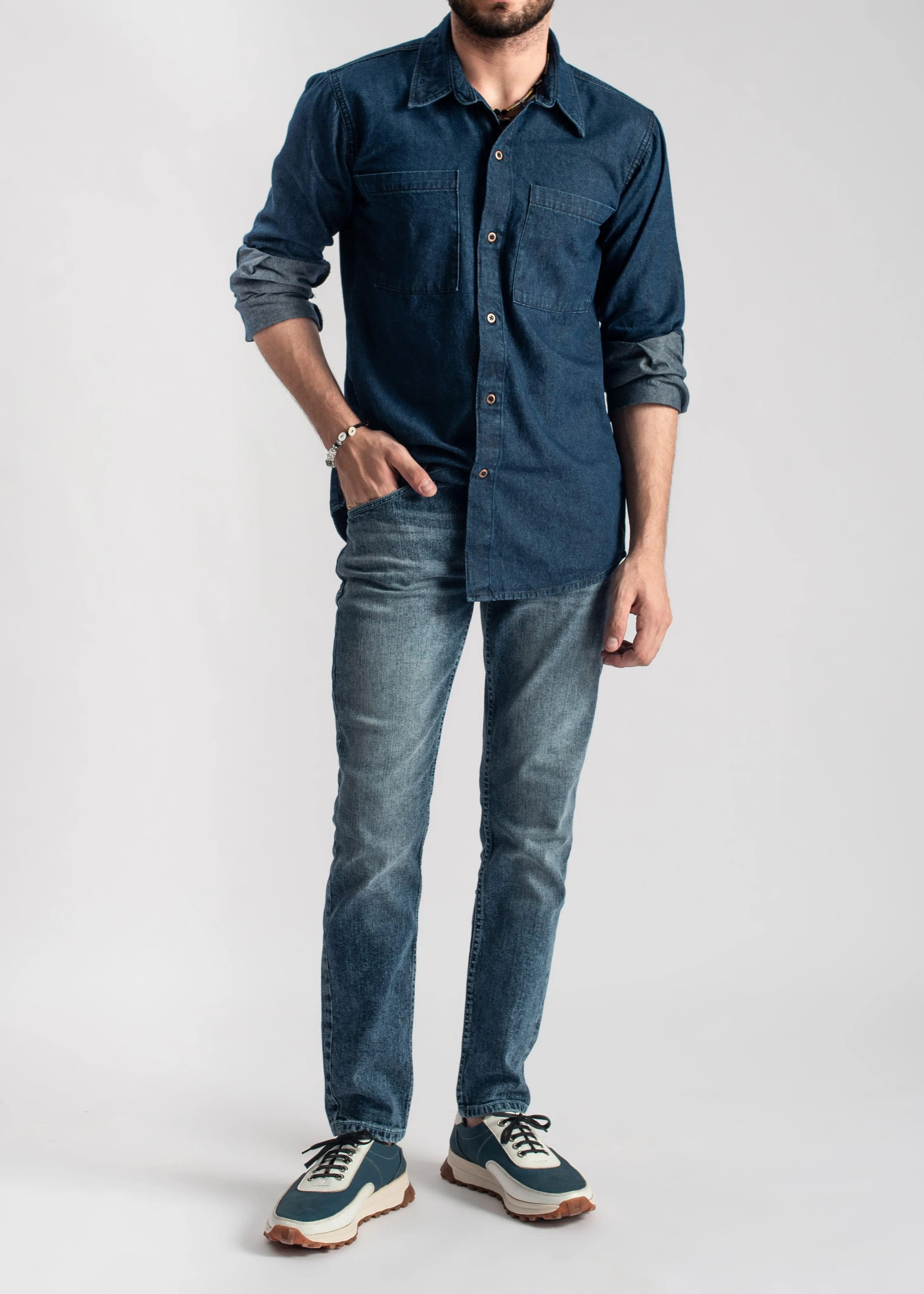 Dark Blue 2 pocket Denim Shirt