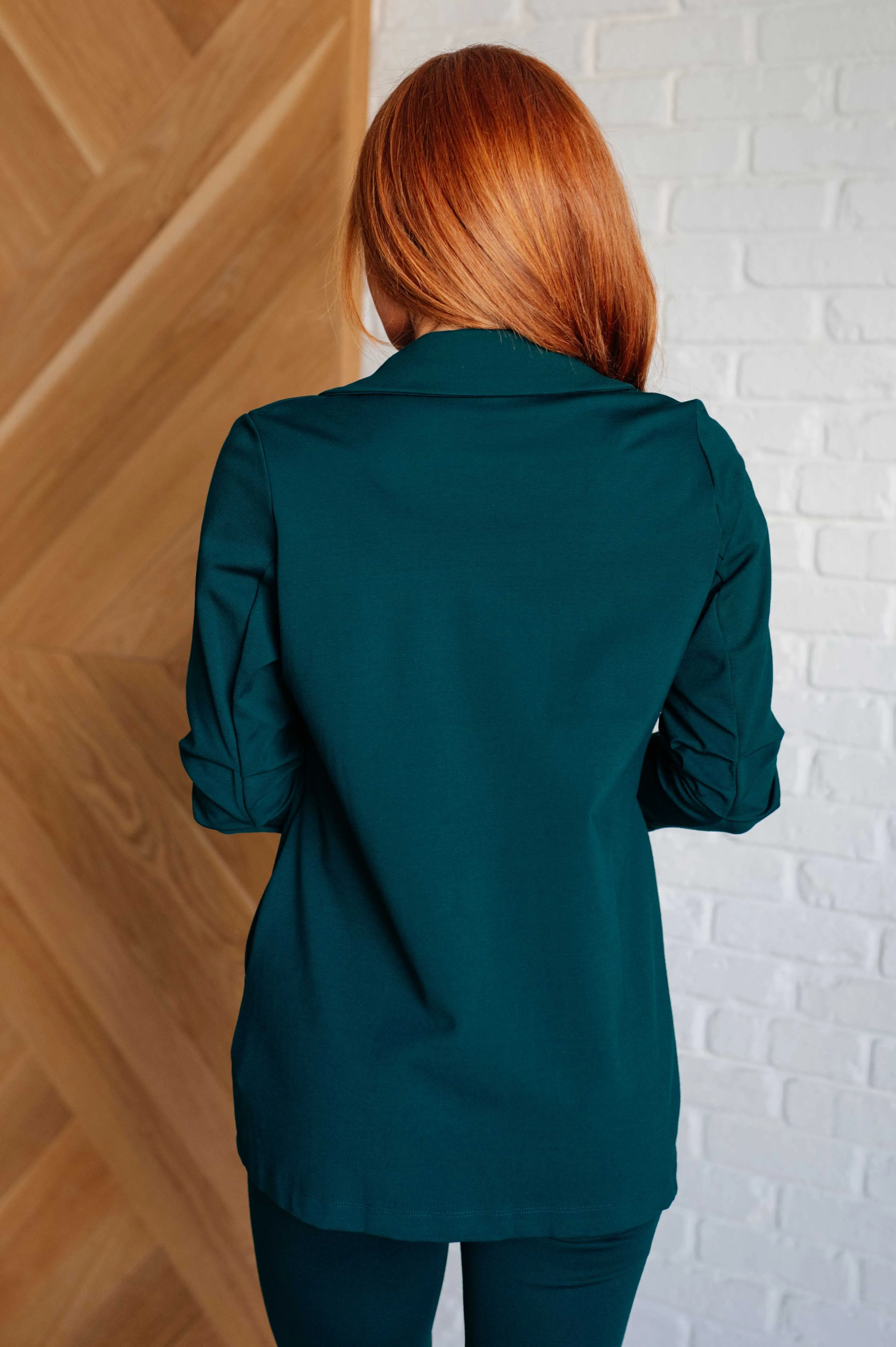 Dear Scarlett Magic 3/4 Blazer in Hunter Green