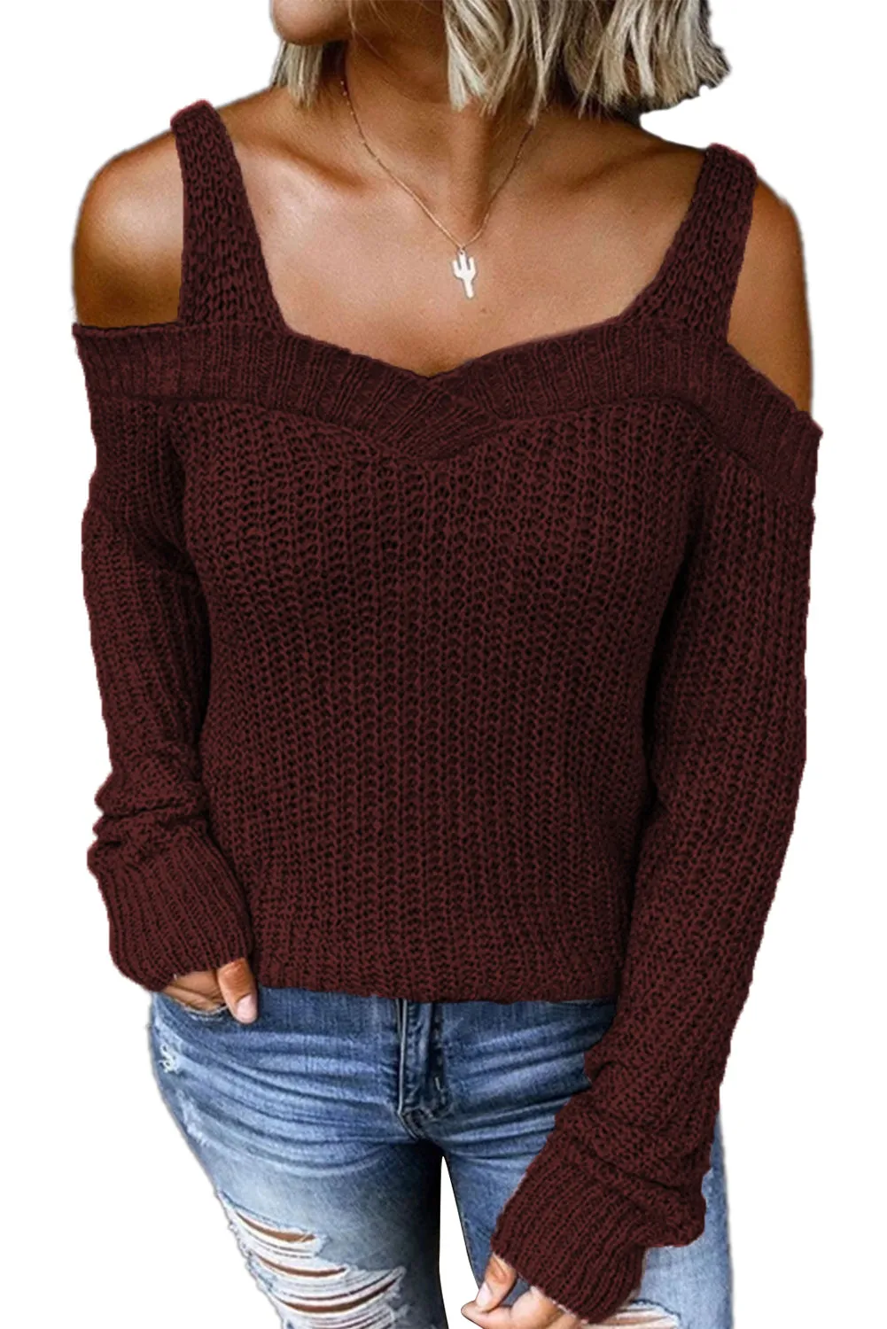 Dew Shoulder Knitted Sweater