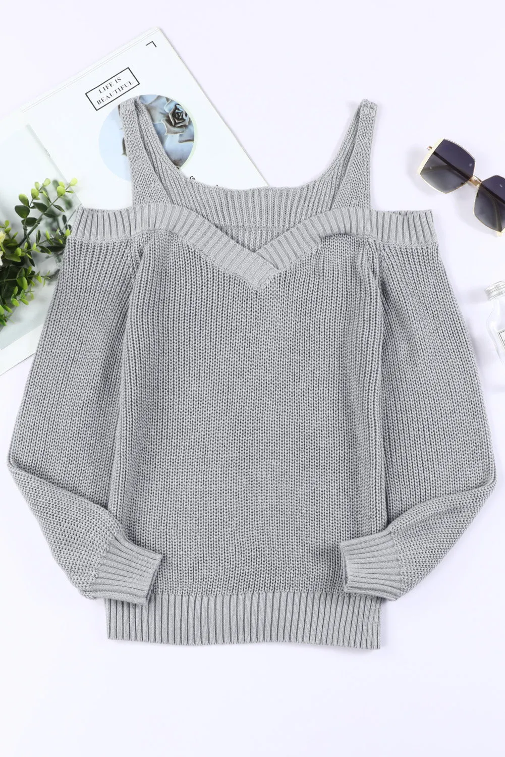 Dew Shoulder Knitted Sweater