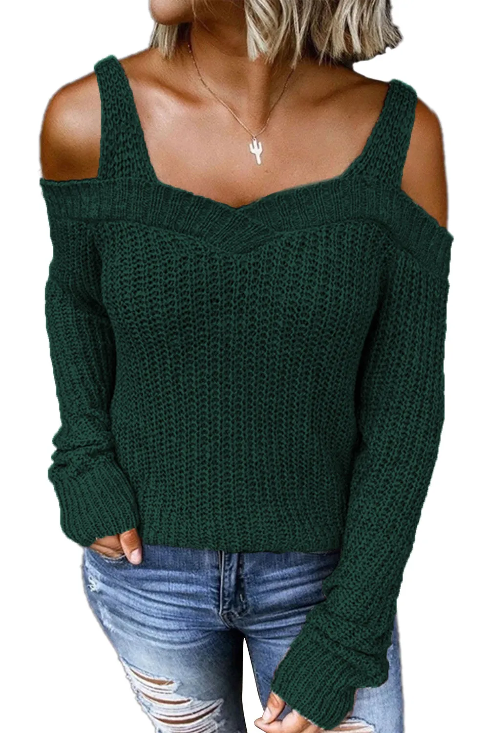 Dew Shoulder Knitted Sweater