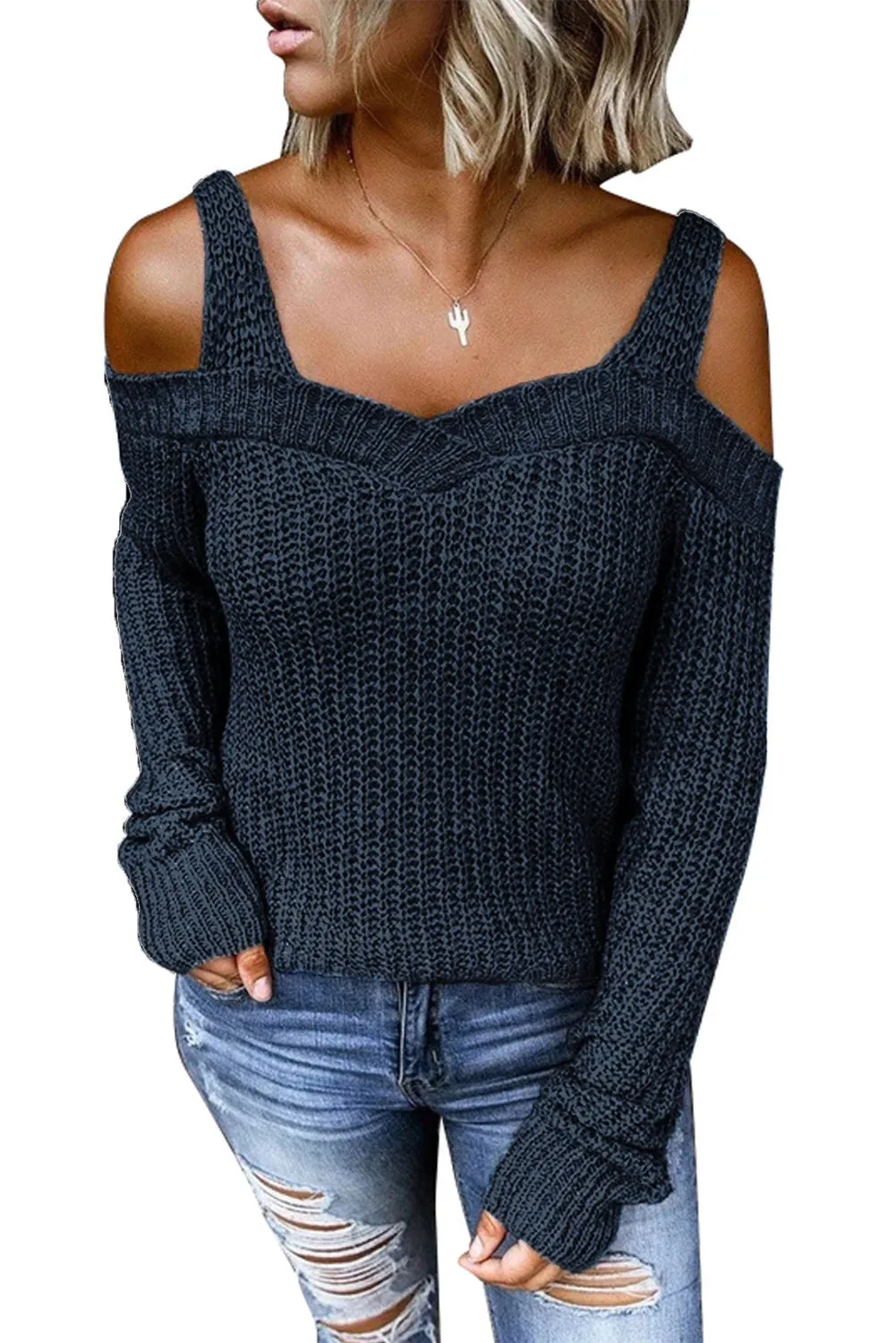 Dew Shoulder Knitted Sweater