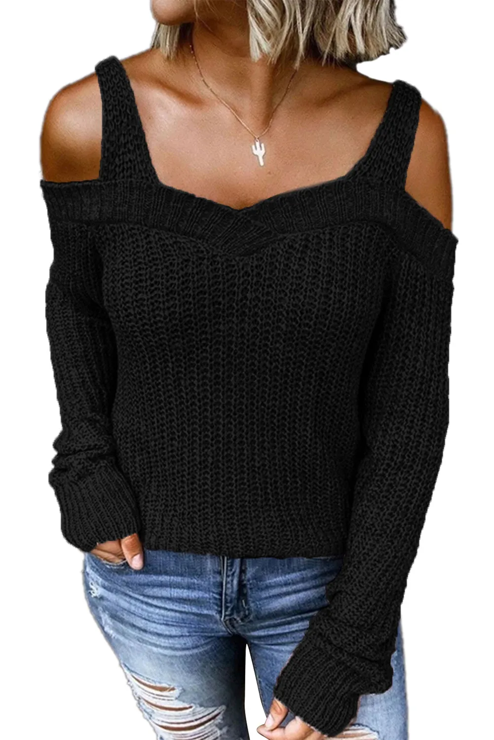 Dew Shoulder Knitted Sweater