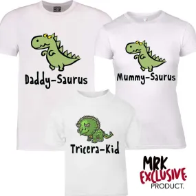 Dino Family White Matching Crew Tees (MRK X)