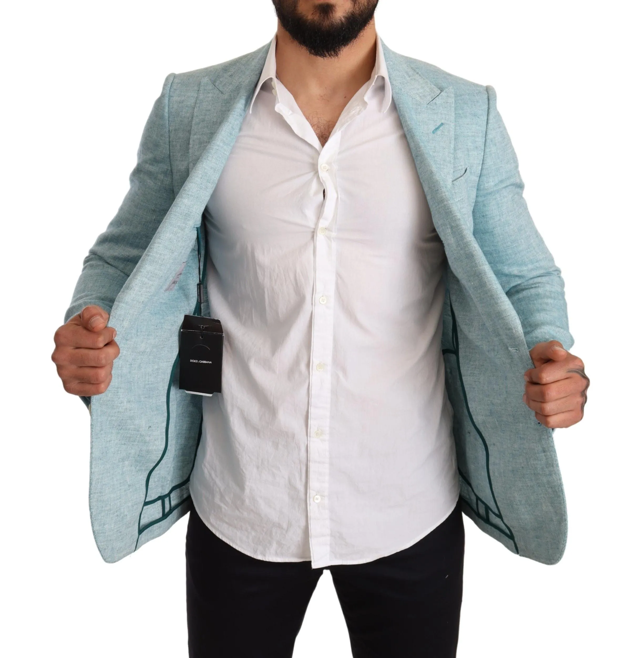 Dolce & Gabbana Elegant Light Blue Linen Blazer