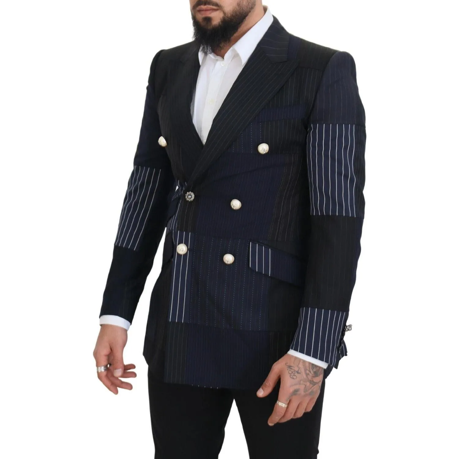 Dolce & Gabbana Elegant Navy Double Breasted Wool Blazer