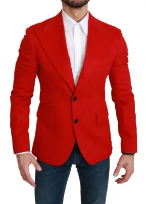 Dolce & Gabbana Elegant Red Cashmere Slim Fit Blazer