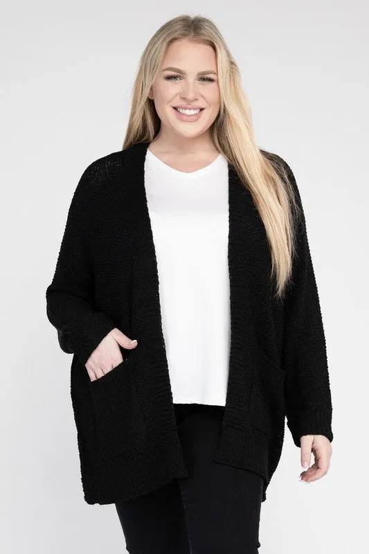 Eesome Ribbed Knit Open Front Cardigan