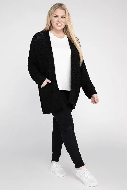 Eesome Ribbed Knit Open Front Cardigan