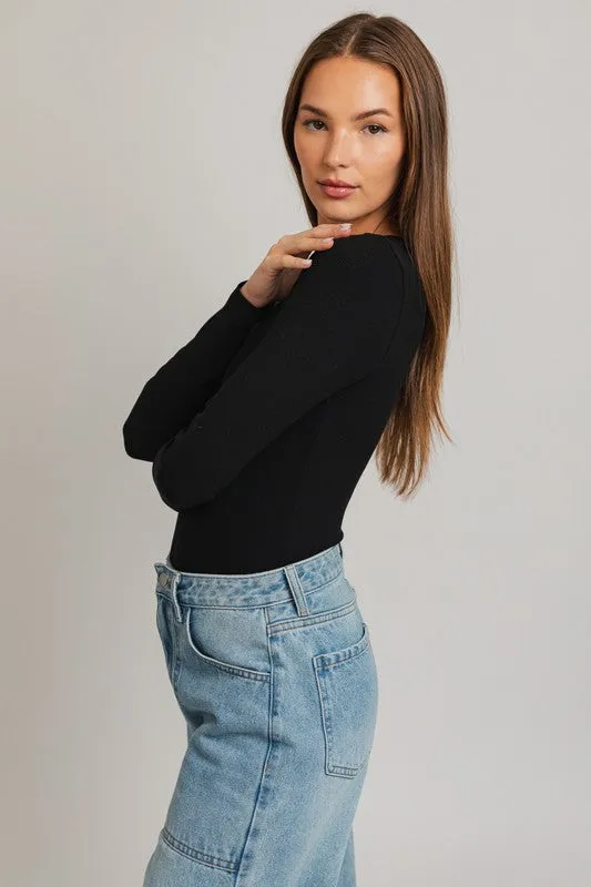 Essential Embrace Long Sleeve Ribbed Bodysuit