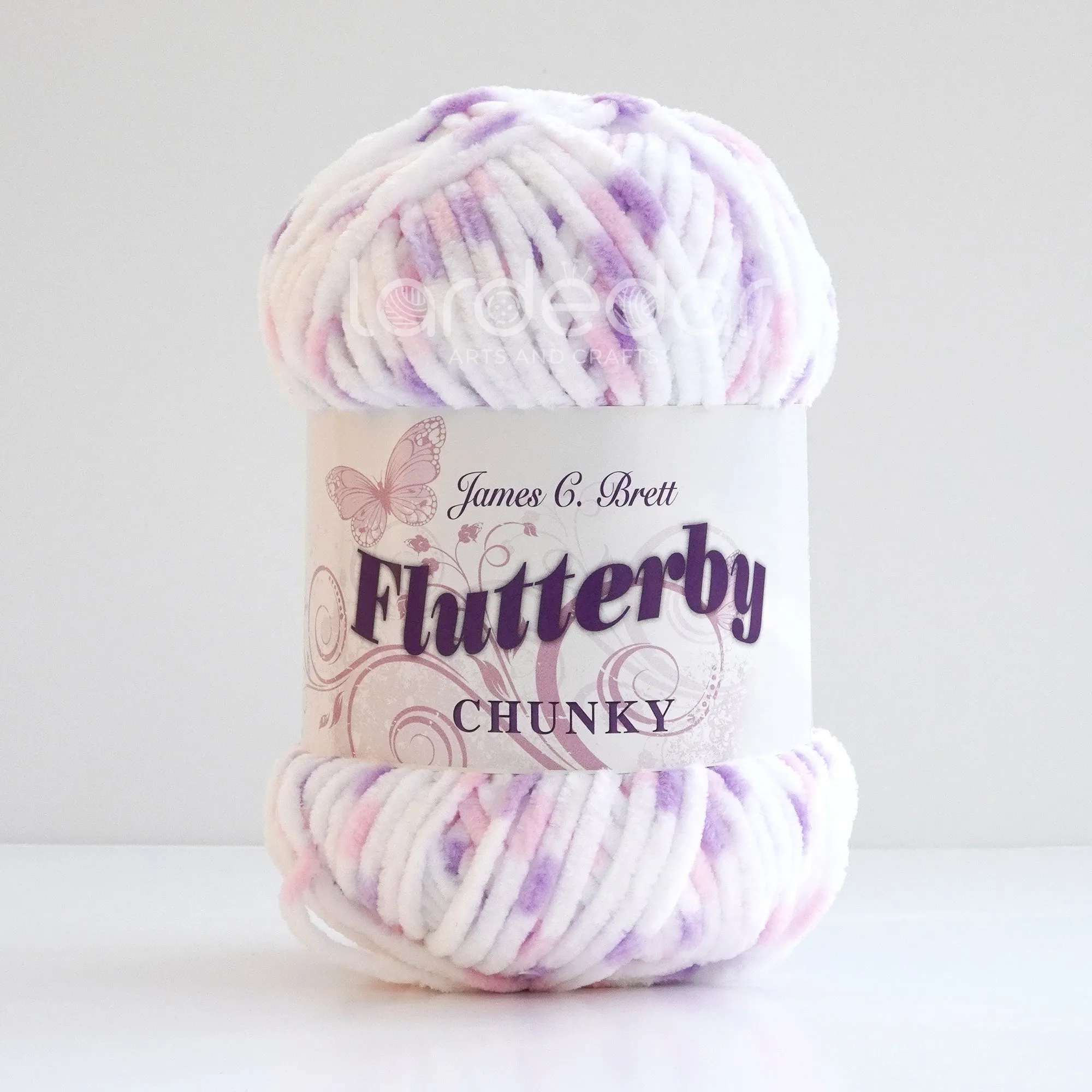 Flutterby Chunky Yarn B7 Pink Purple Spot - James C Brett Chenille Plush