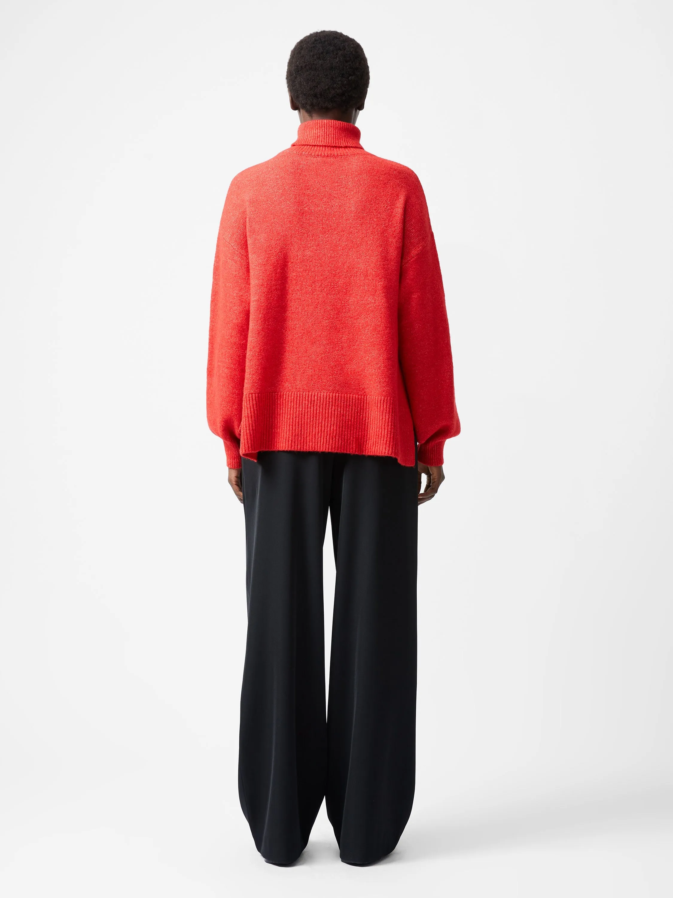 Funnel Neck Stepped Hem Jumper