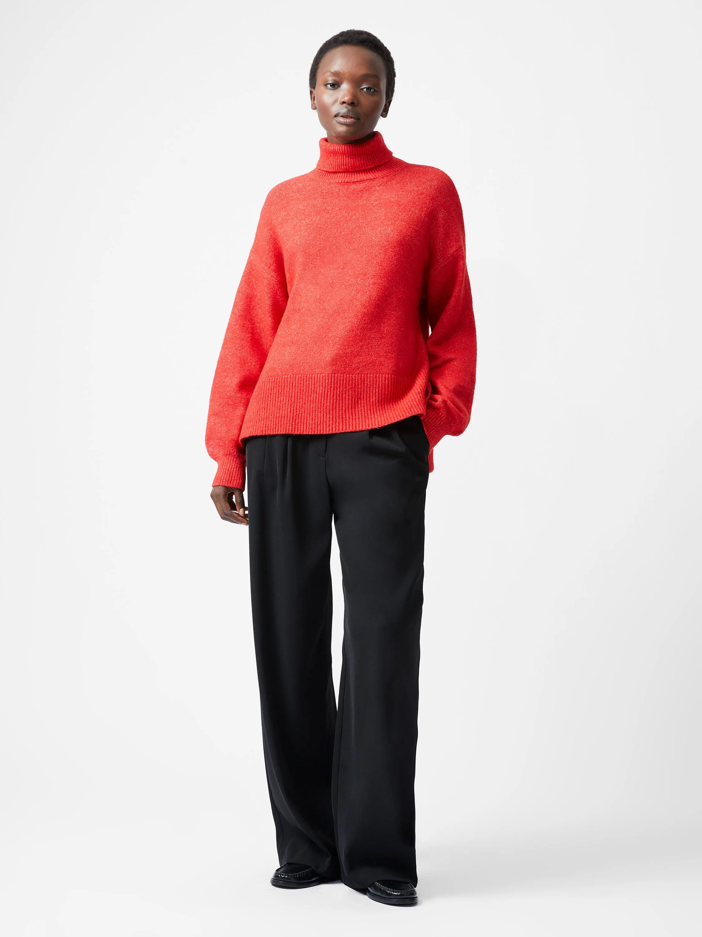 Funnel Neck Stepped Hem Jumper