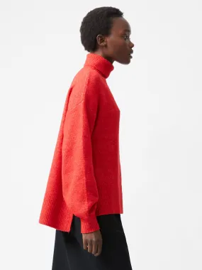 Funnel Neck Stepped Hem Jumper