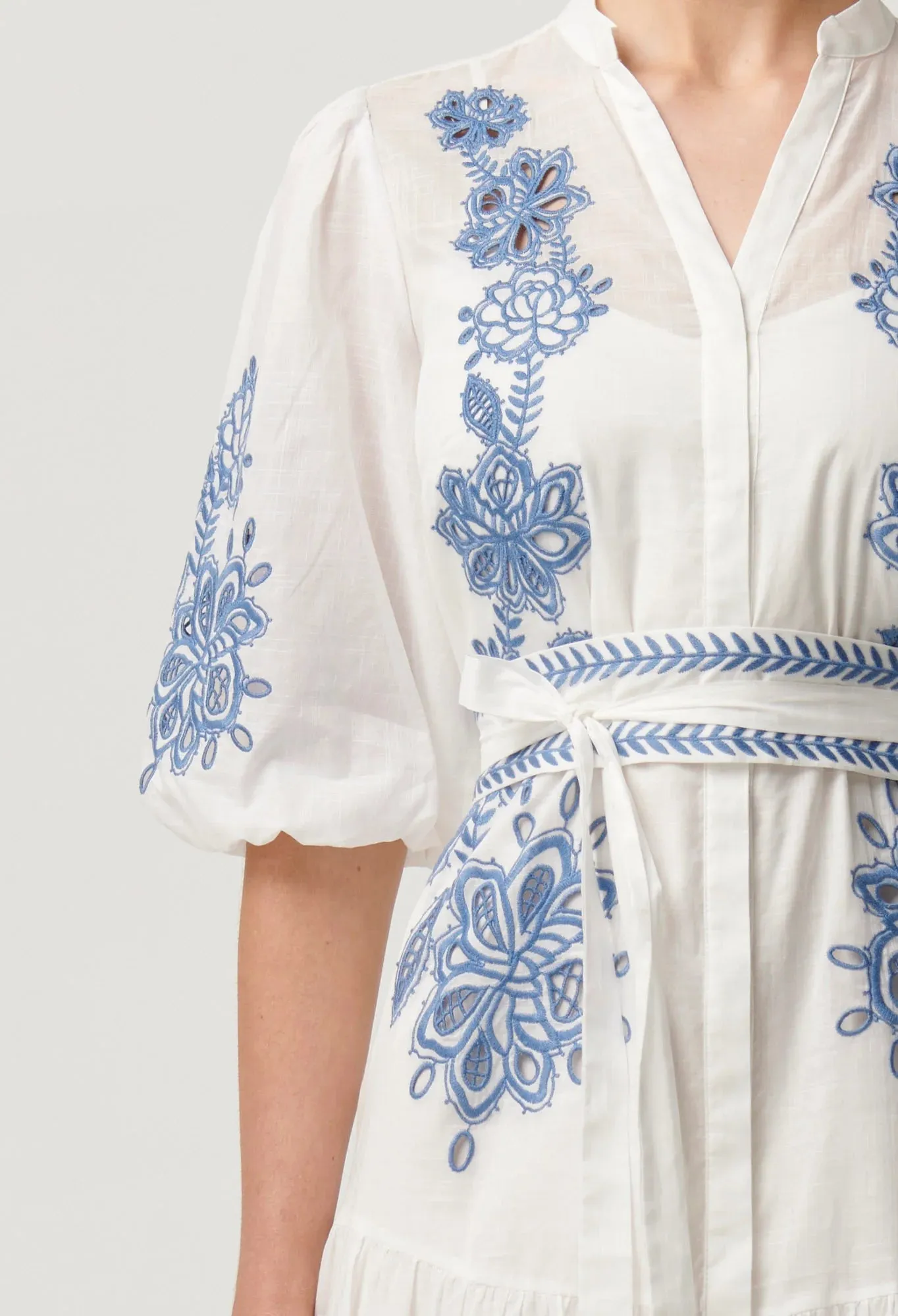 Gabriette Embroidered Cotton Slub Dress