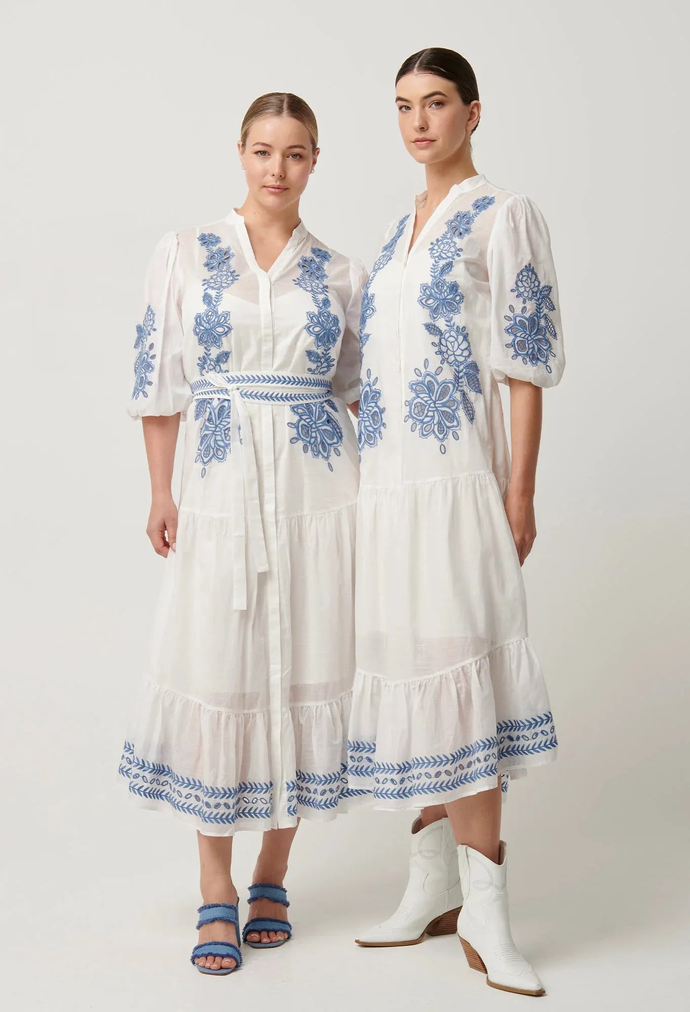 Gabriette Embroidered Cotton Slub Dress