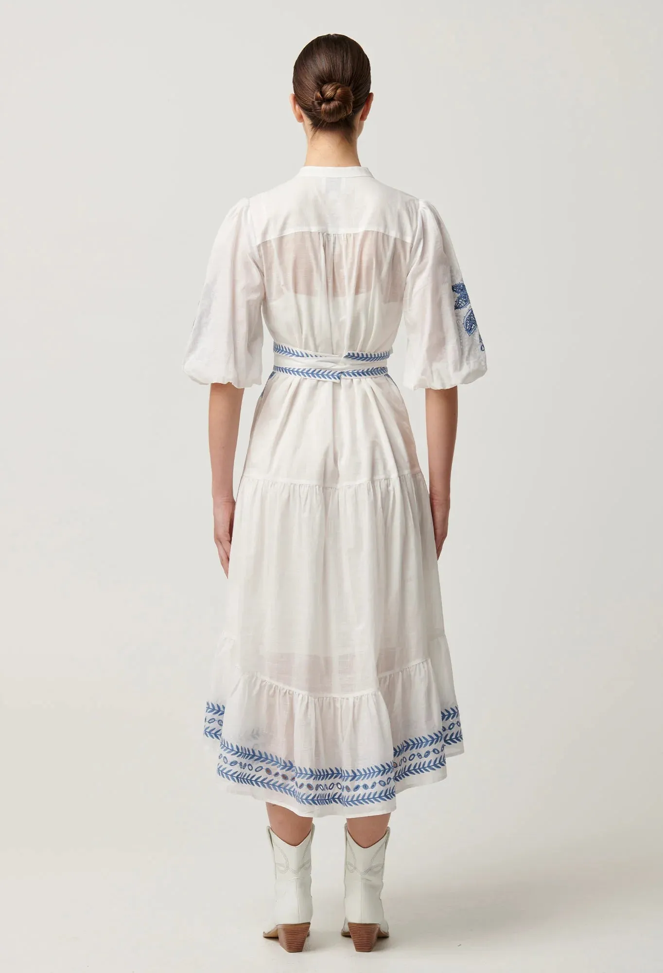 Gabriette Embroidered Cotton Slub Dress