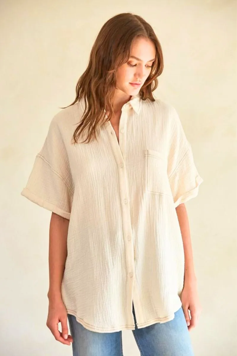 Gauze Button Down Shirt