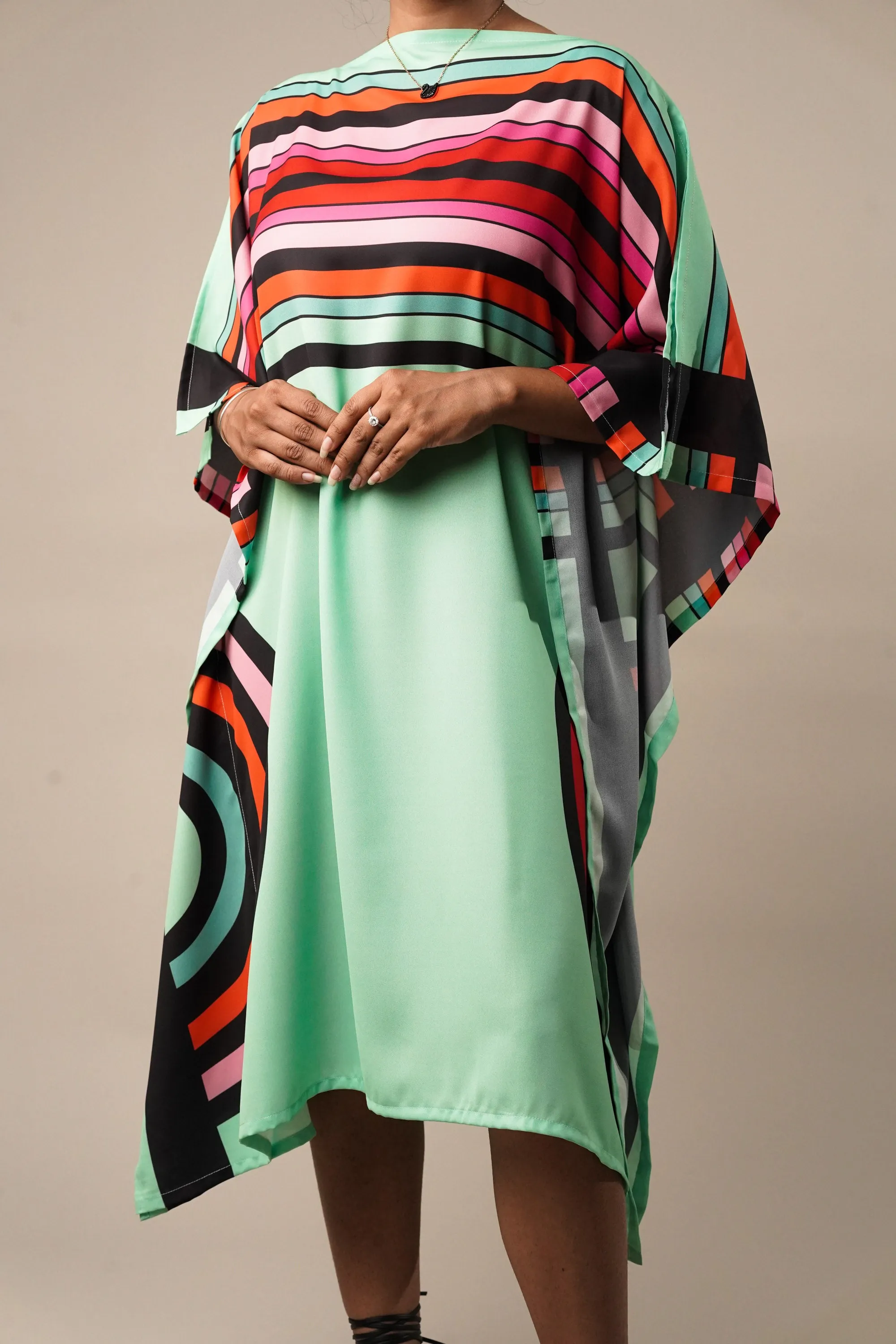 Green Breezy Kaftan Dress