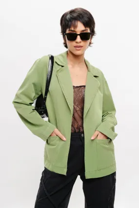 Green Single Breasted Denim Ef. Blazer