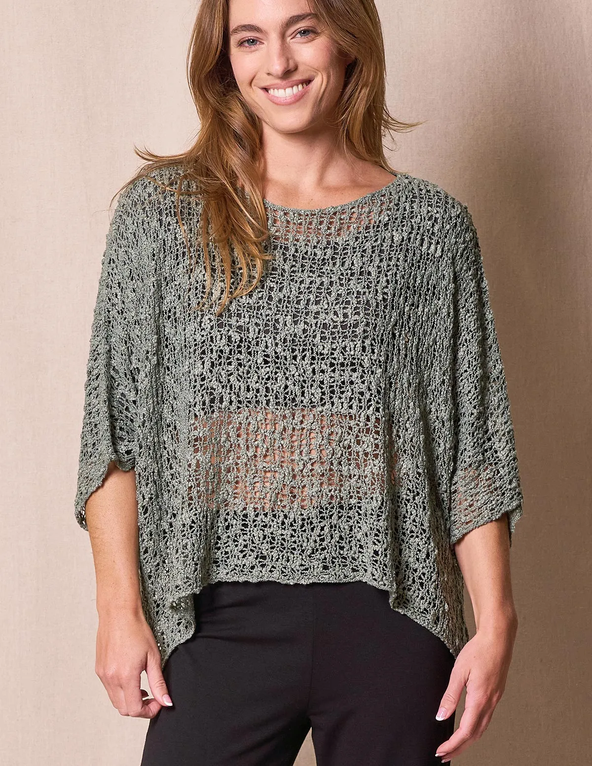 Handwoven Riva Knit Crop Poncho