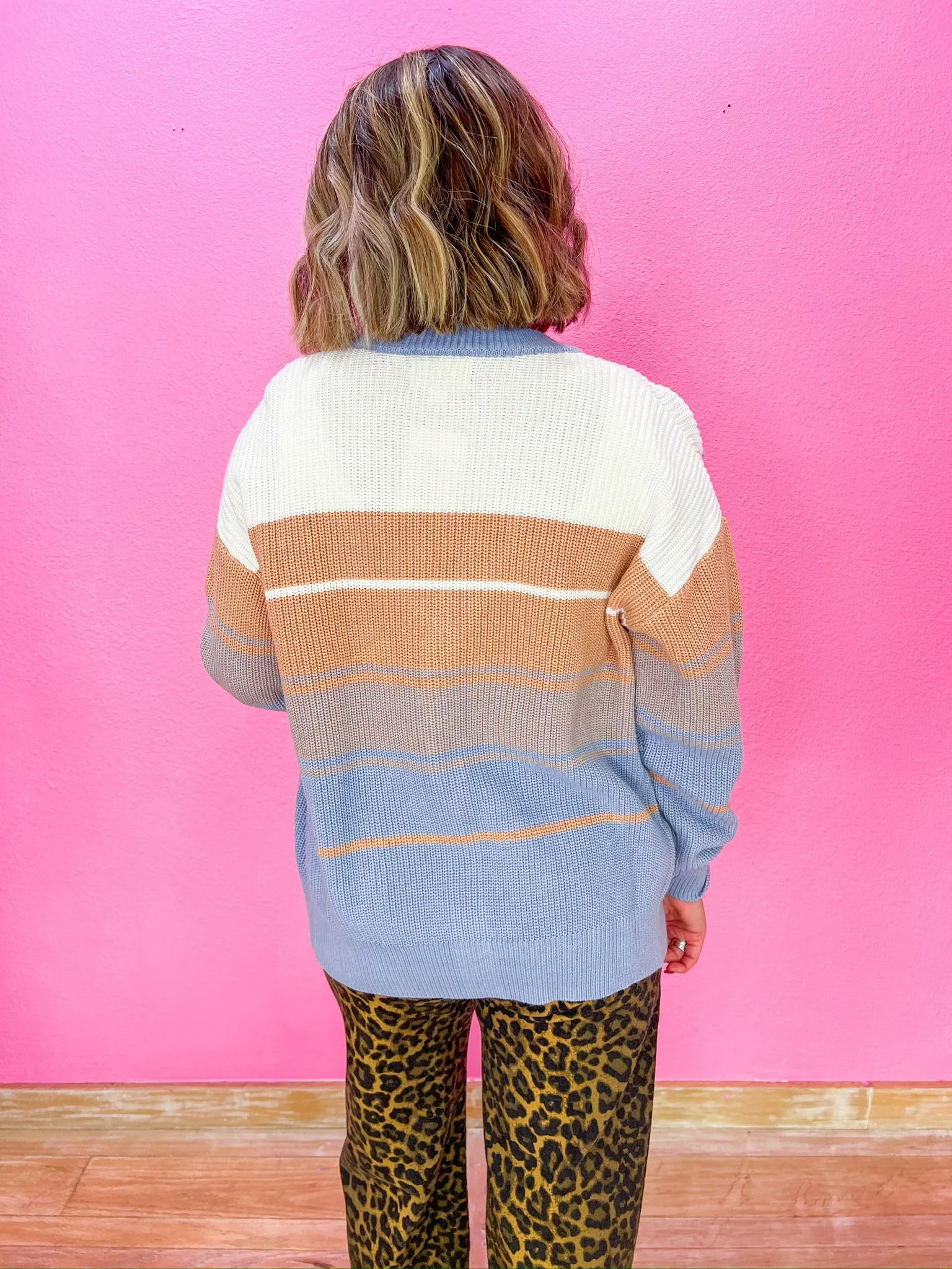 High Tide Cardigan - Light Blue/Camel