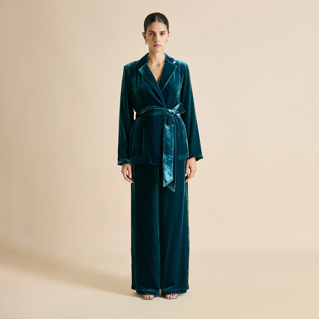 Jagger Ocean Blue Pajamas in Silk Velvet