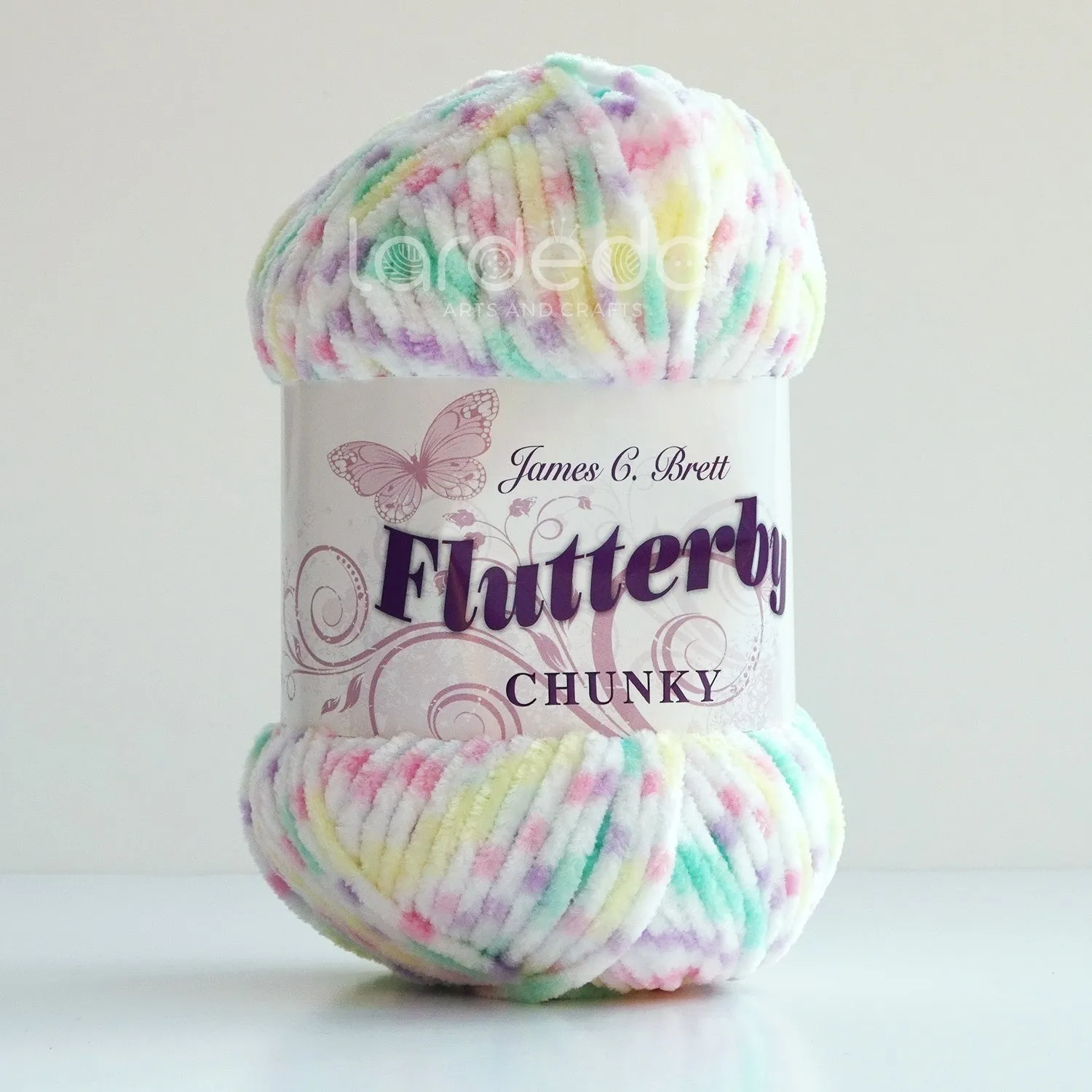 James C Brett Flutterby Chunky - B42 - Rainbow - Spot - 100g Chenille Plush