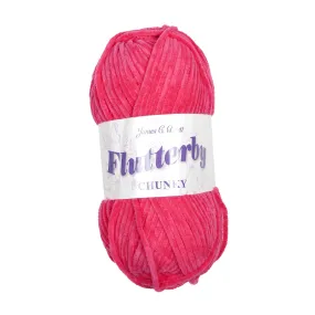 James C Brett Flutterby Chunky - B67 Shocking Pink - 100g Chenille Plush