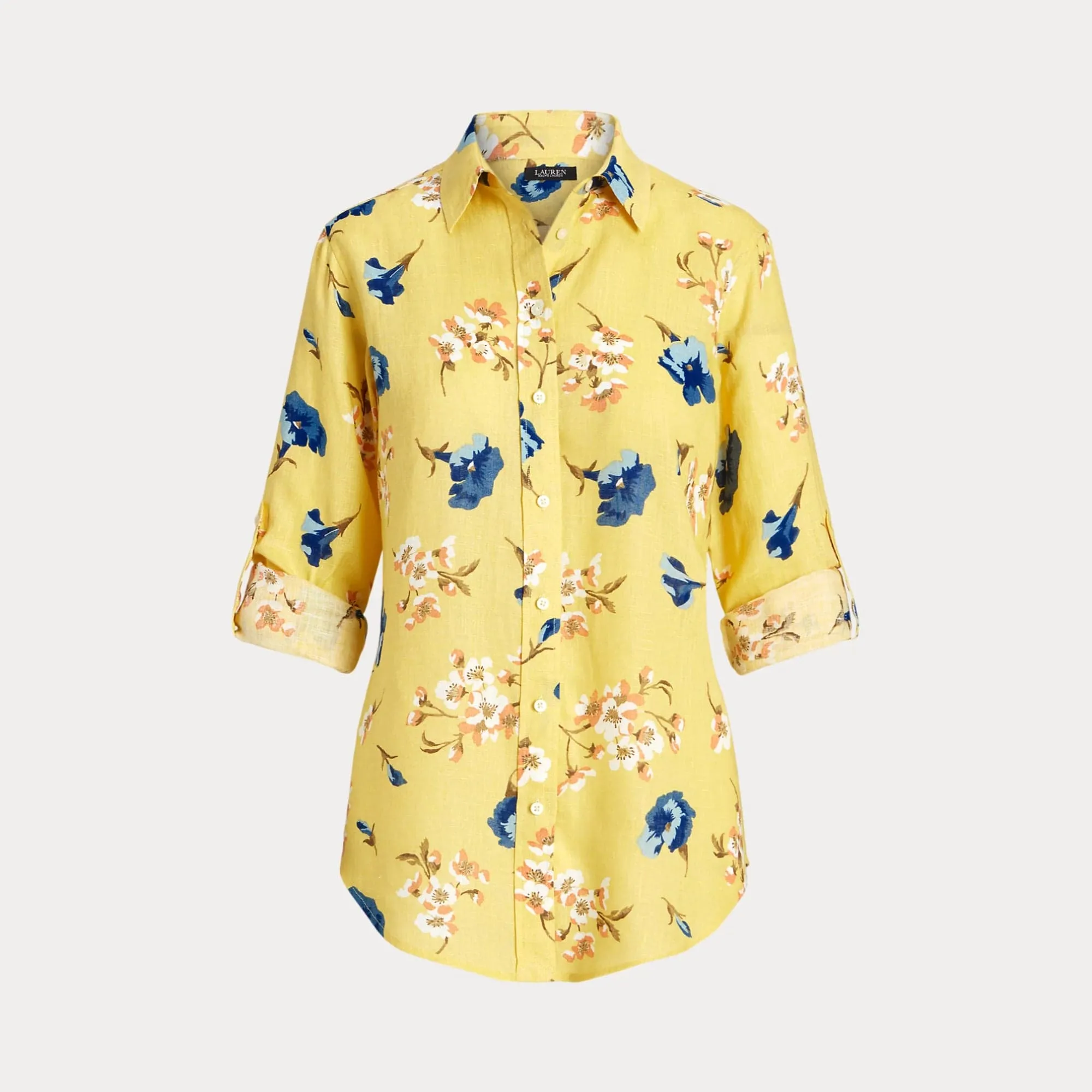 Lauren Ralph Lauren Relaxed Fit Floral Linen Shirt Yellow Multi