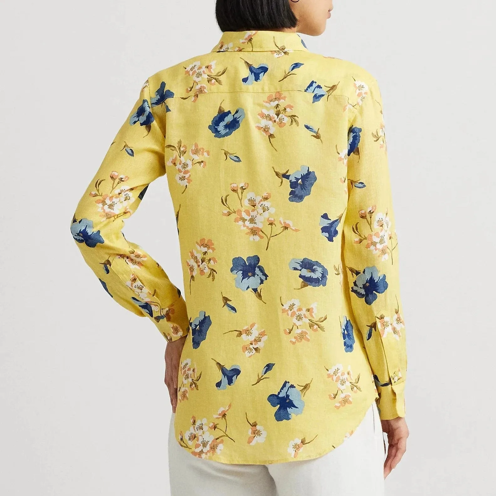 Lauren Ralph Lauren Relaxed Fit Floral Linen Shirt Yellow Multi