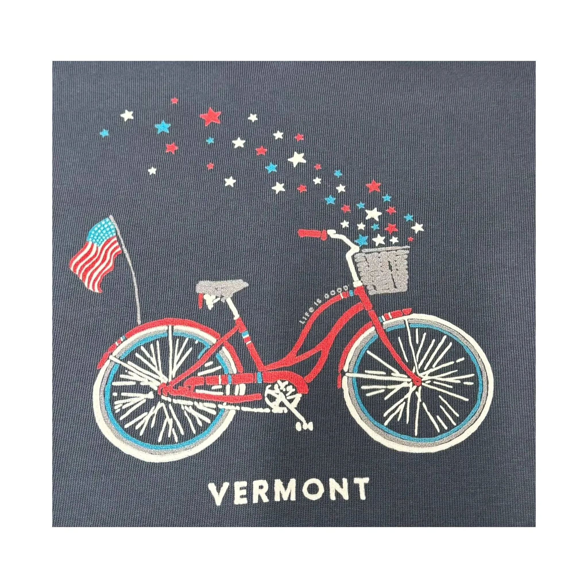 Life is Good Women's Vermont Exclusive American Bike Tee - Darkest Blue