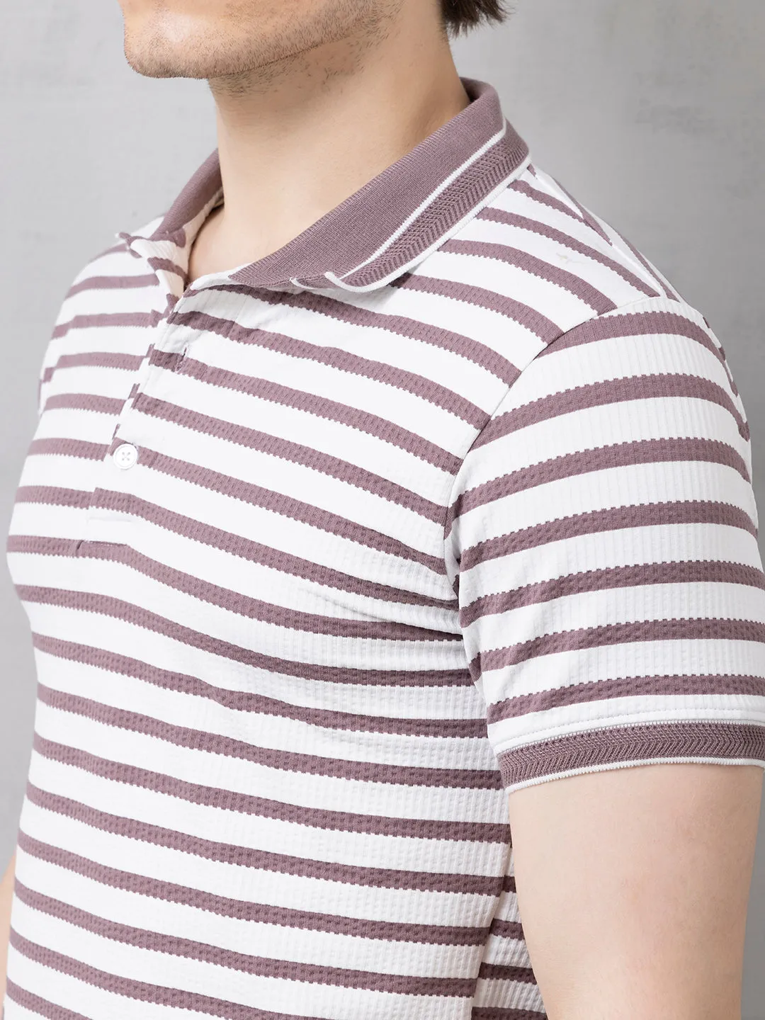 Lilac Stripped Polo T-Shirt