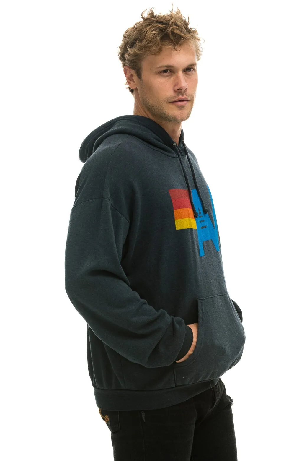 LOGO PULLOVER RELAXED HOODIE - CHARCOAL