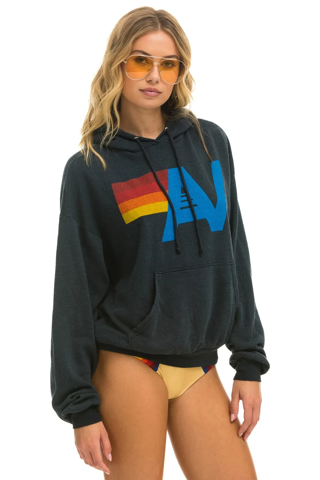 LOGO PULLOVER RELAXED HOODIE - CHARCOAL