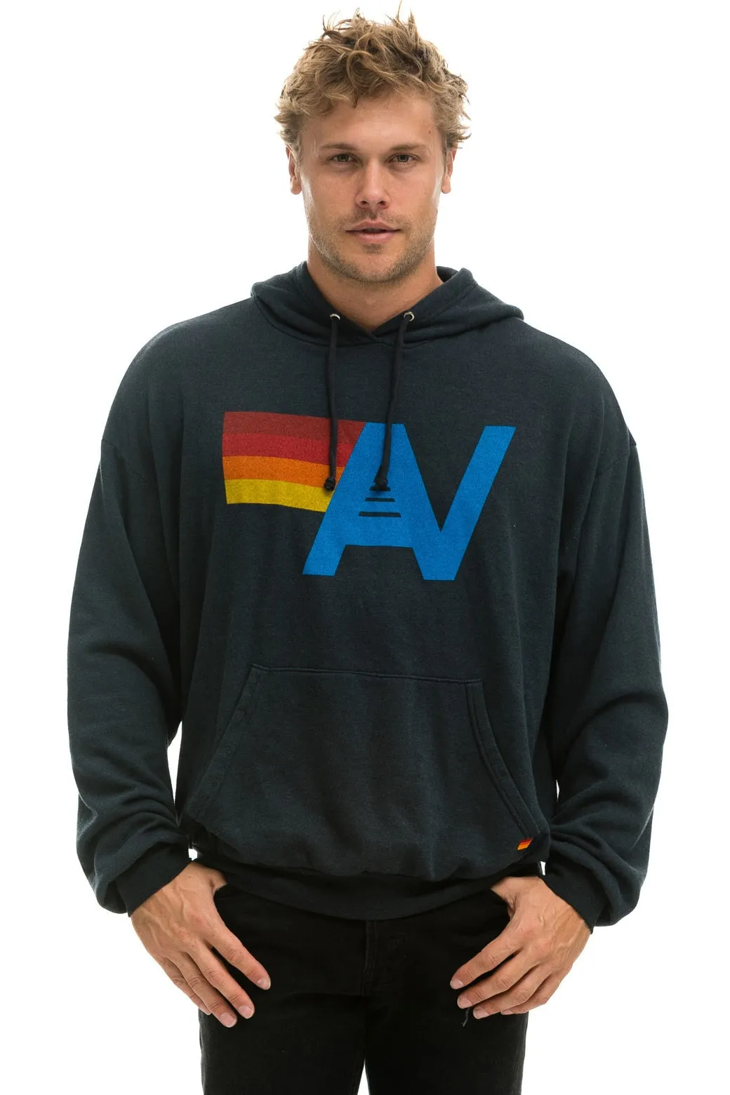 LOGO PULLOVER RELAXED HOODIE - CHARCOAL