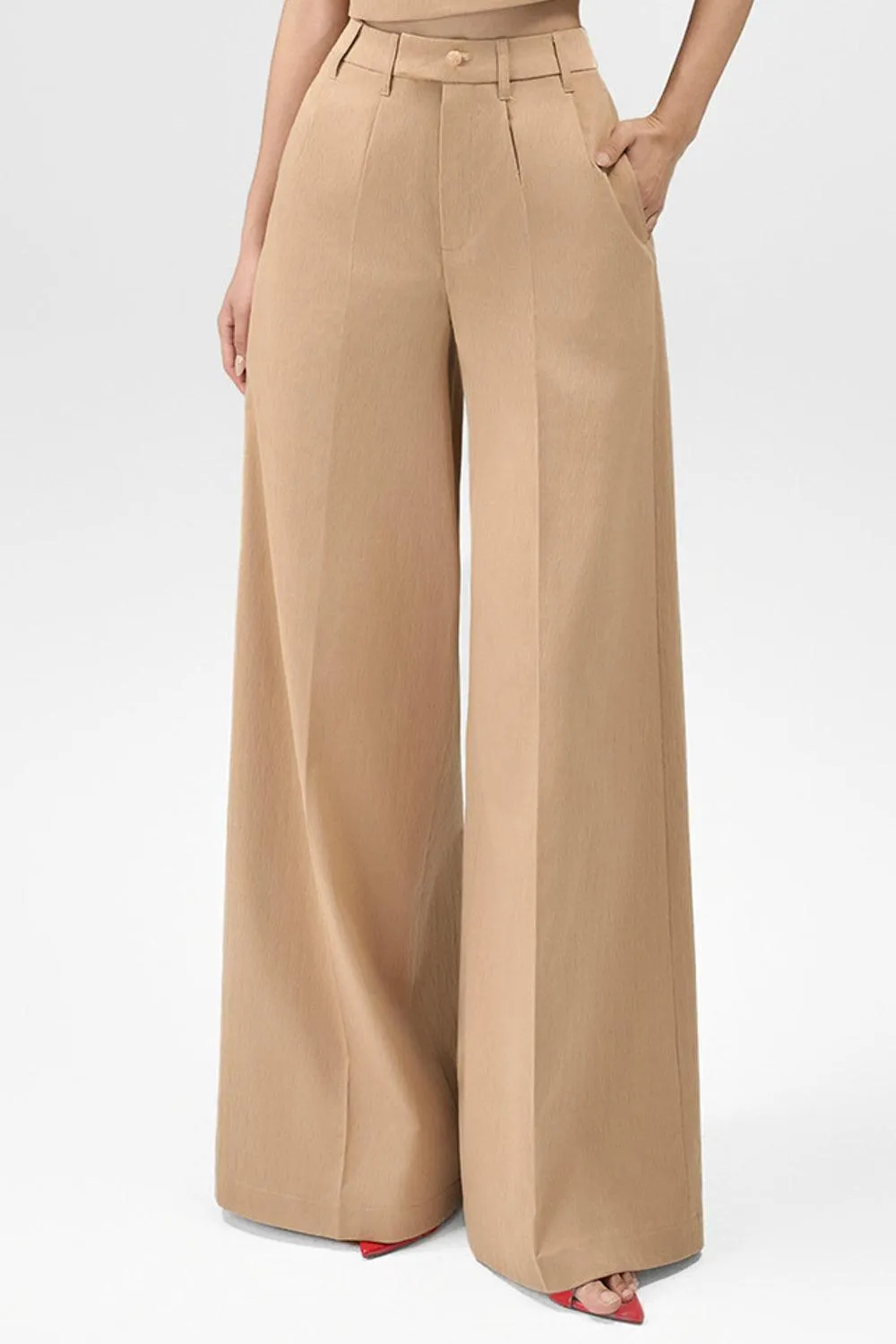 Margot Straight Side Pocket Taffeta Floor Length Pants