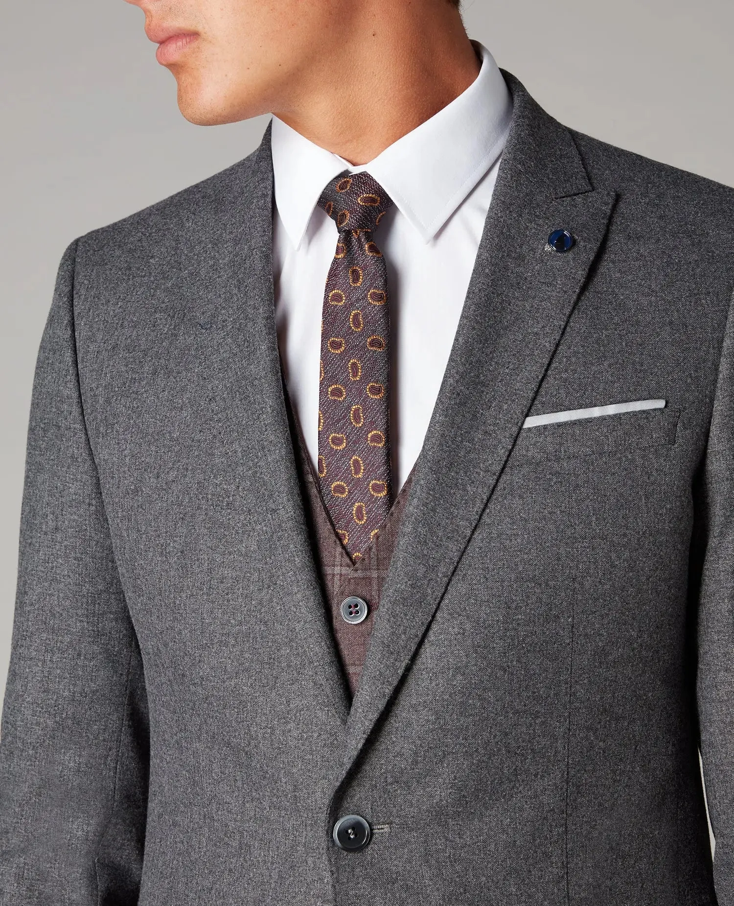 Mario Charcoal Grey Textured Suit Jacket