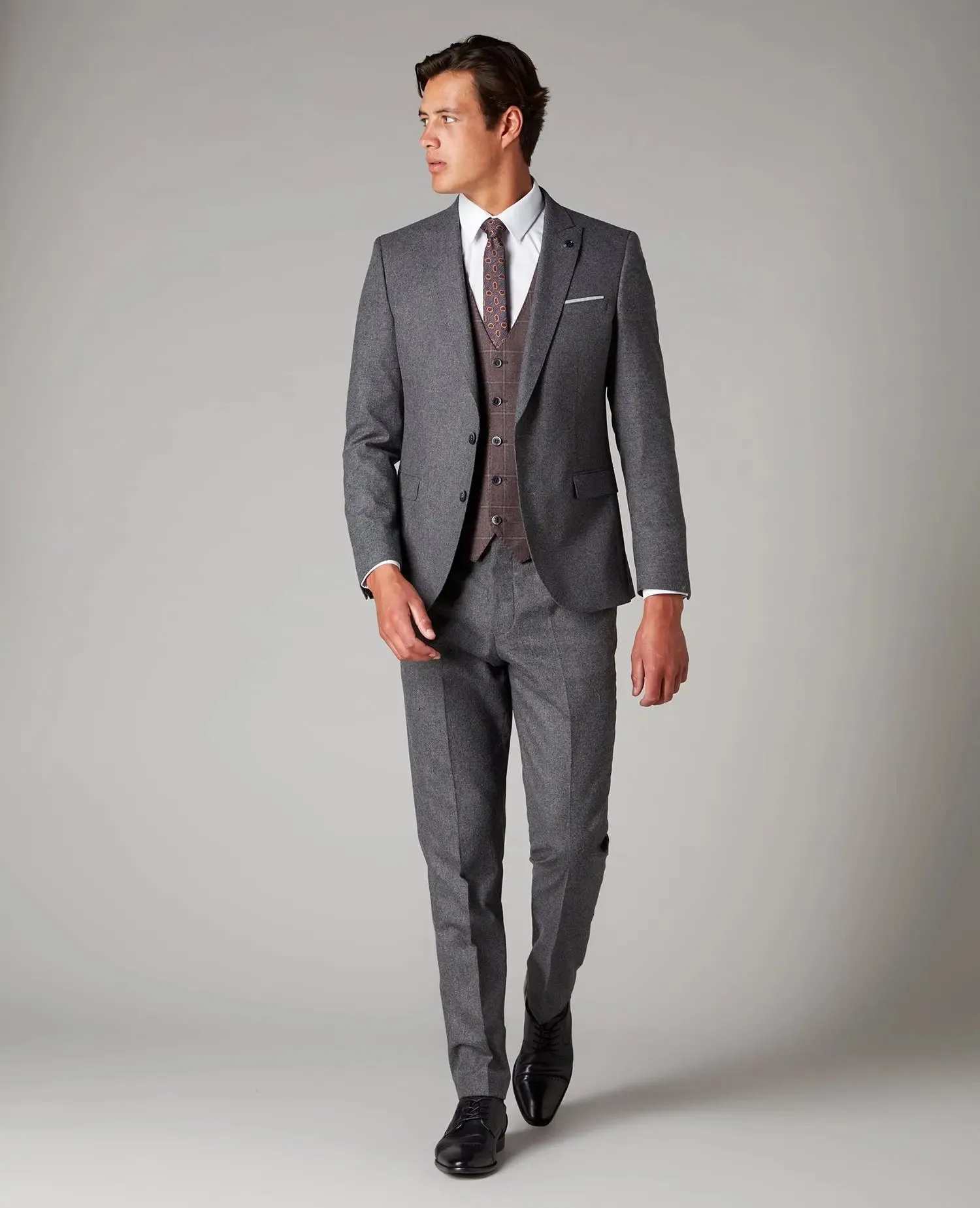 Mario Charcoal Grey Textured Suit Jacket