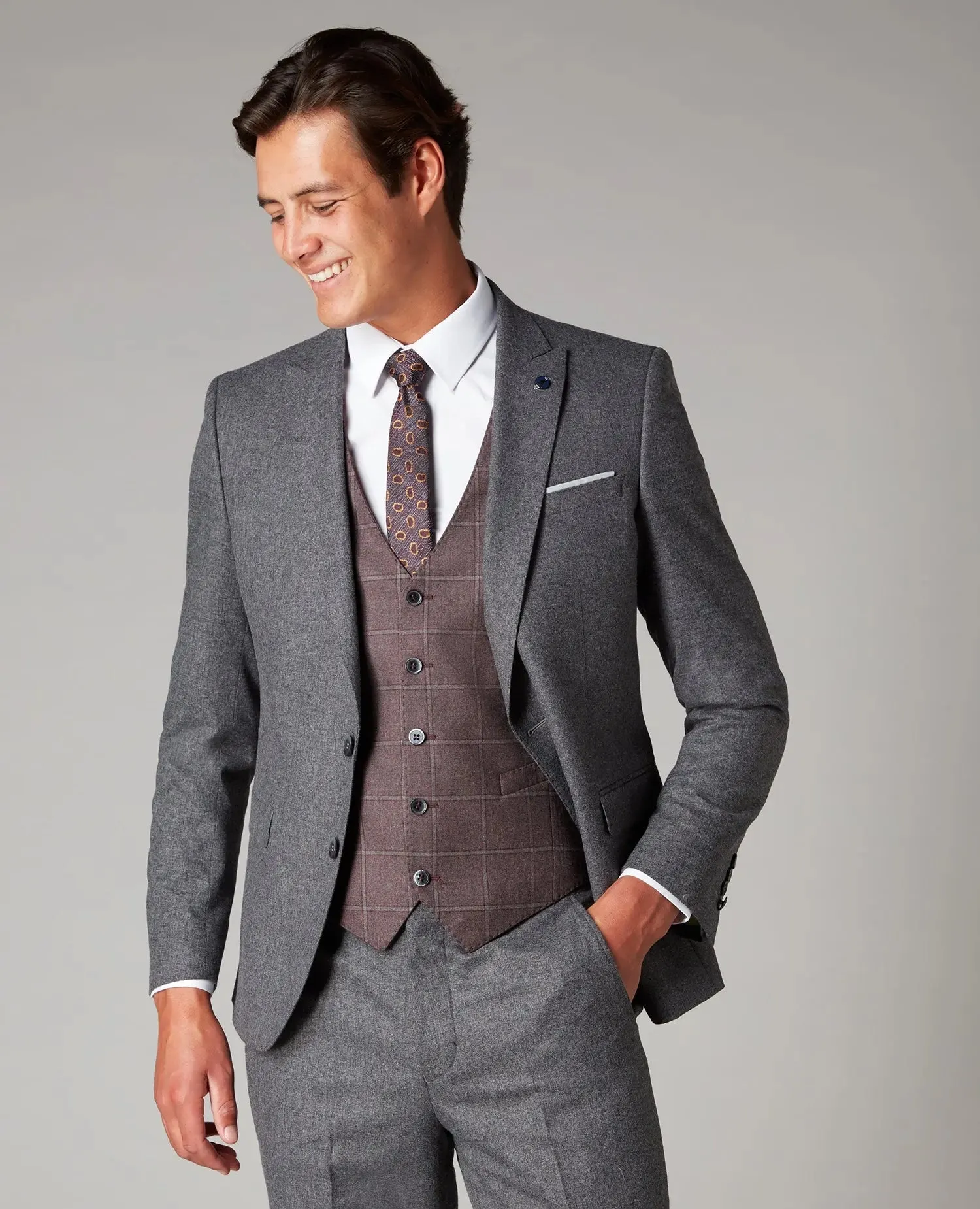 Mario Charcoal Grey Textured Suit Jacket