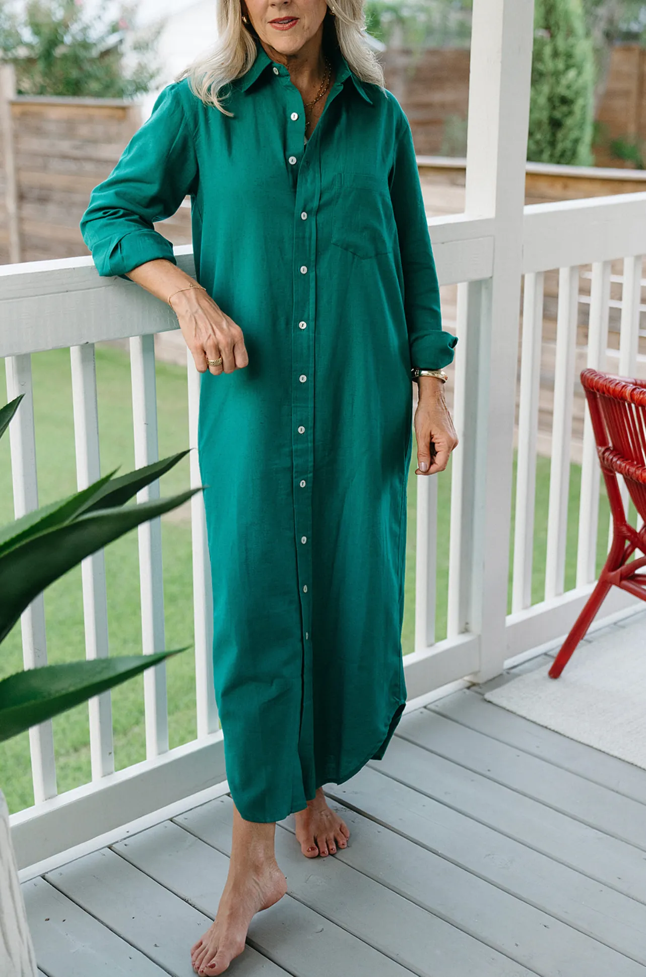 Market Shirt Dress- Palm