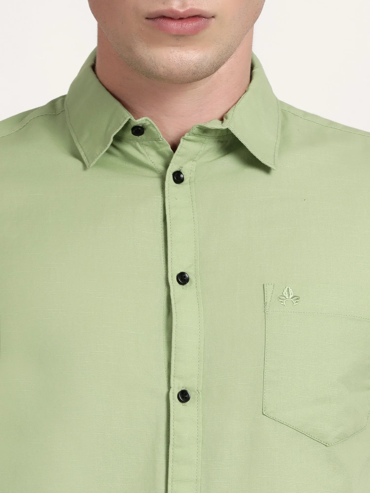 Men Pista Green Solid Formal Shirt (GBRJ6024)