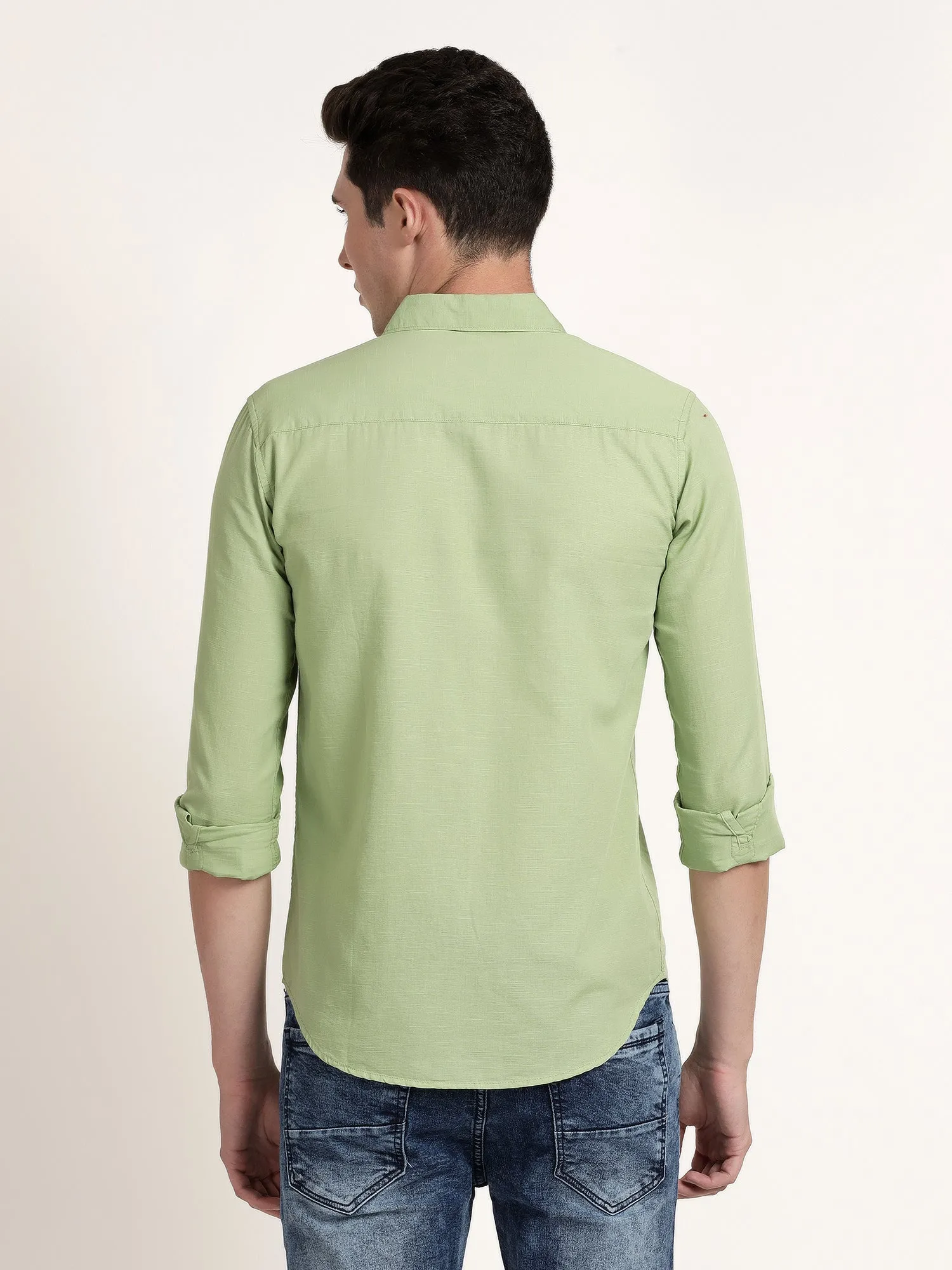 Men Pista Green Solid Formal Shirt (GBRJ6024)