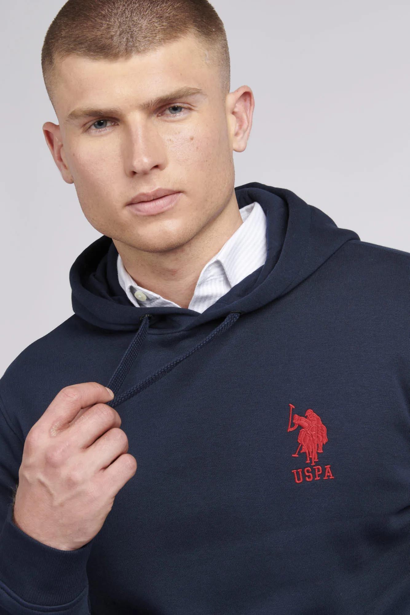 Mens Player 3 Hoodie in Dark Sapphire Navy / Haute Red DHM