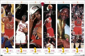 Michael Jordan "Championship History" Chicago Bulls Commemorative NBA Poster - Costacos Sports 2023